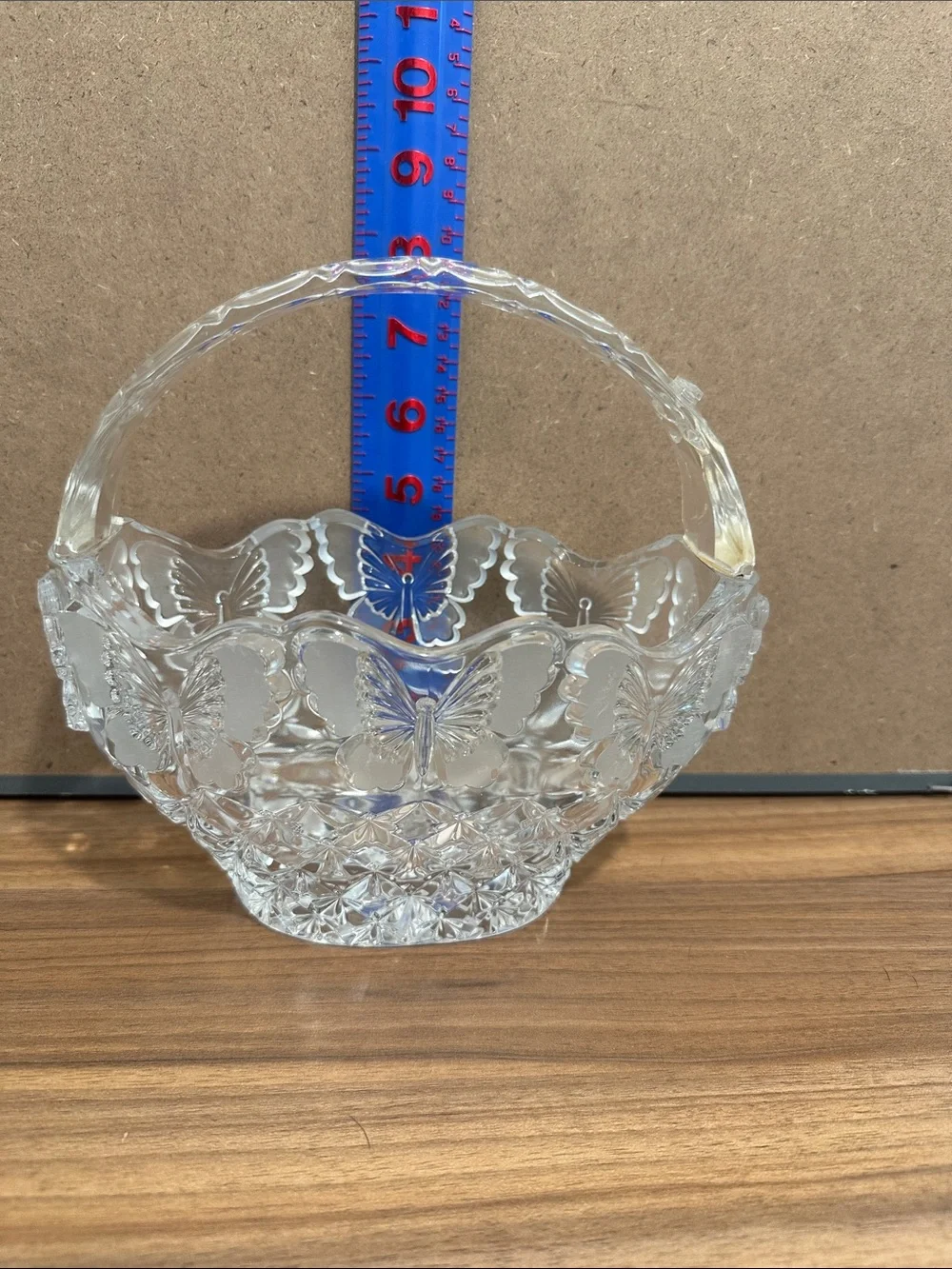 Clear Glass Butterfly Basket - Decorative Home Accent