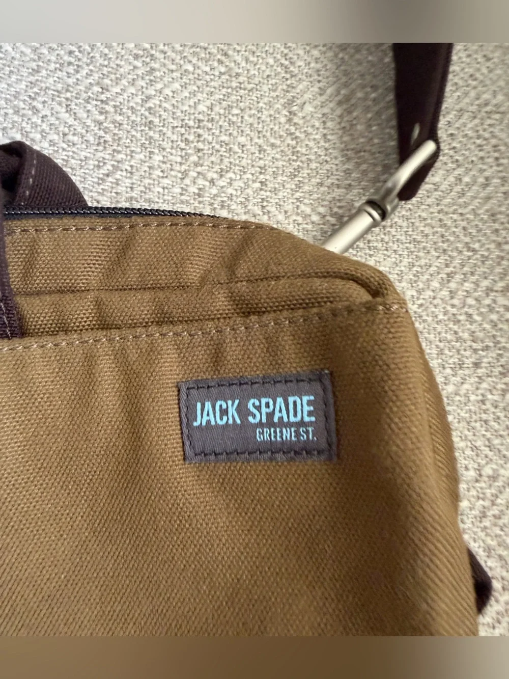 Jack Spade Greene St medium shoulder messenger bag orange lining heavy canvas