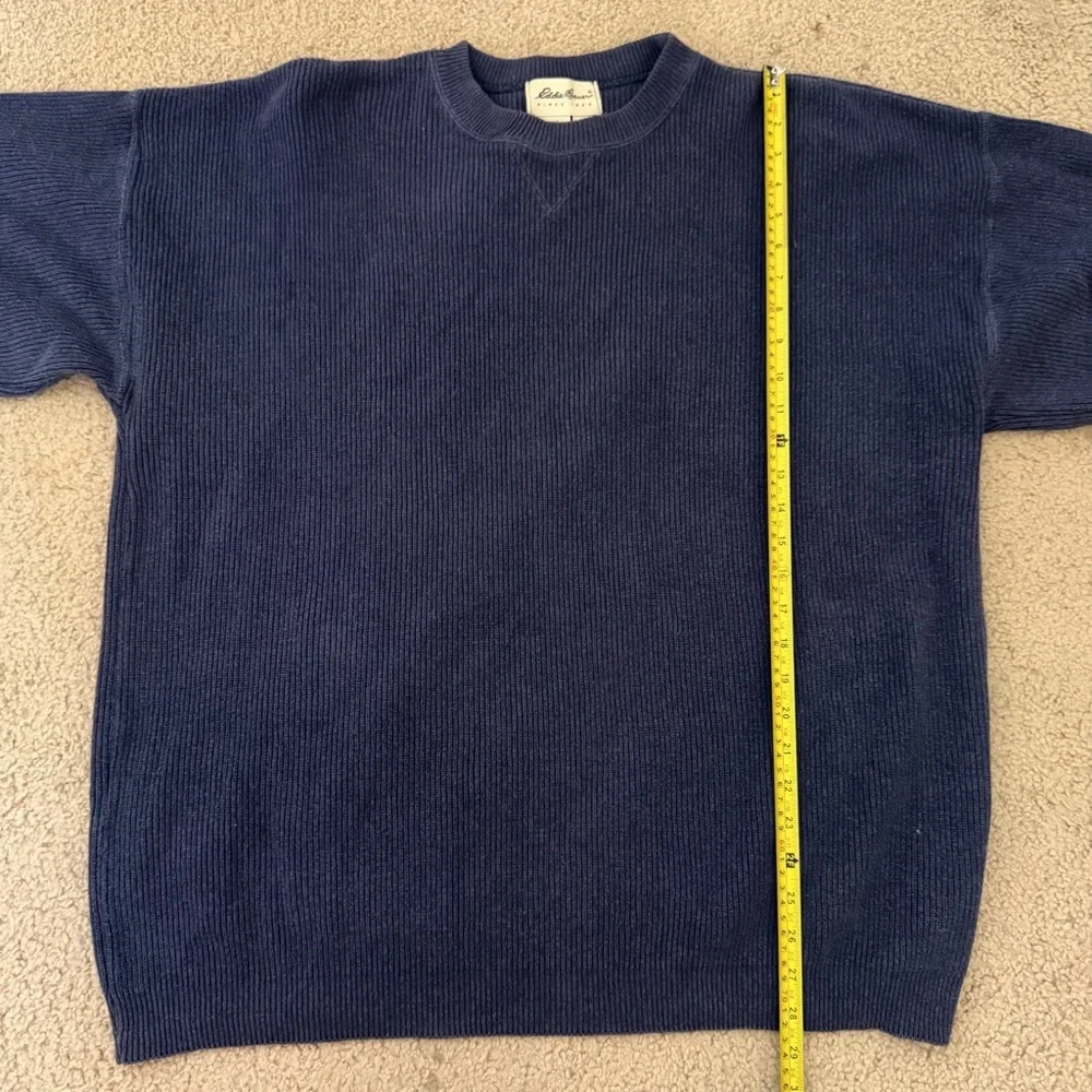 Eddie Bauer Navy Blue Cotton Knit Sweater XL Made in USA Oversized