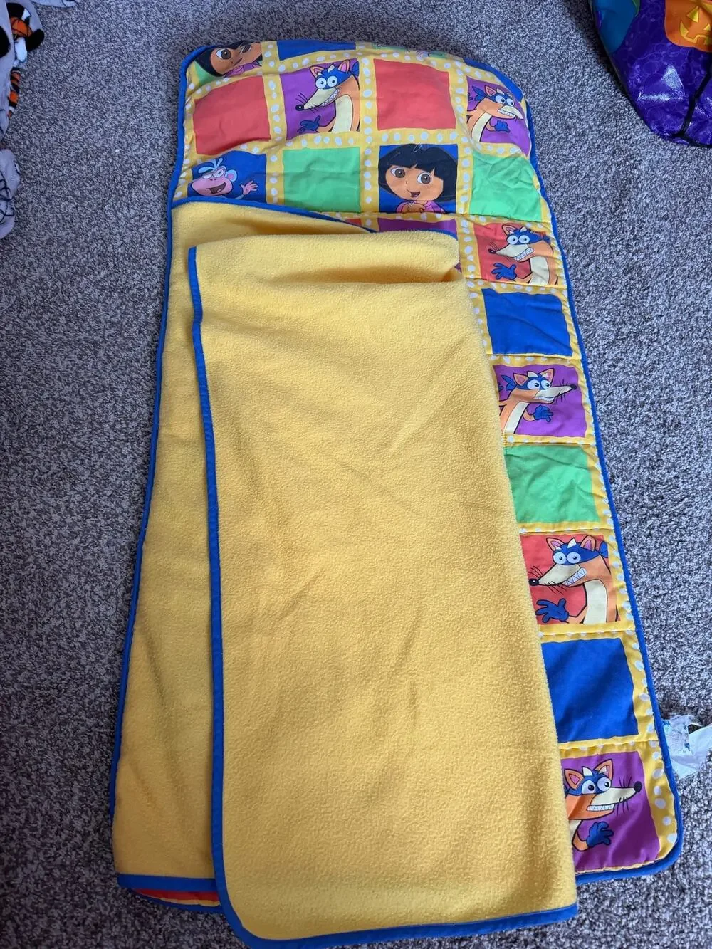 Vintage Y2K Dora The Explorer Toddler Nap Mat Slumber Roll Fleece Swiper Boots