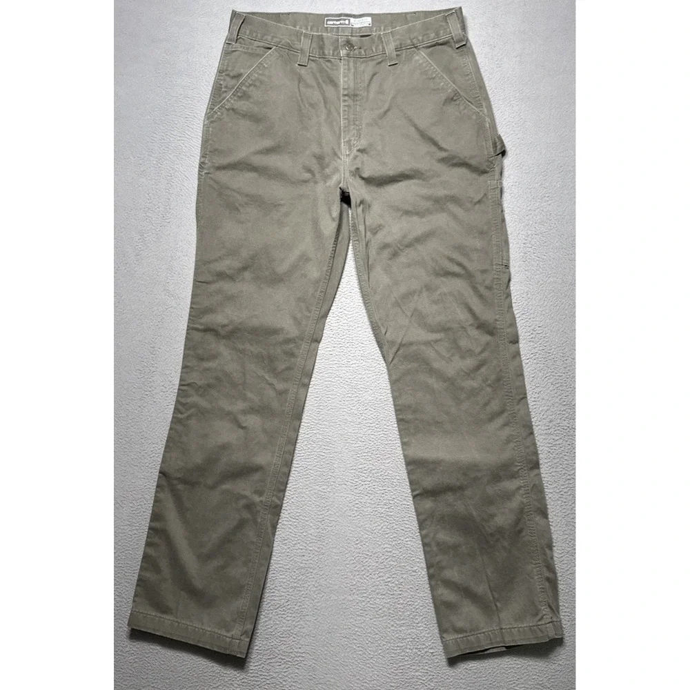 Carhartt Carpenter Relaxed Twill Utility Work Pants Mens‎ Sz 34x34 (32x33) Olive