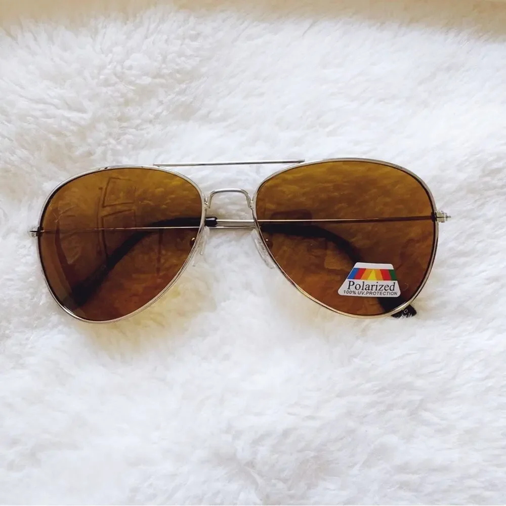 Edward Gold with Silver Rims Polarized Aviator Sunglasses