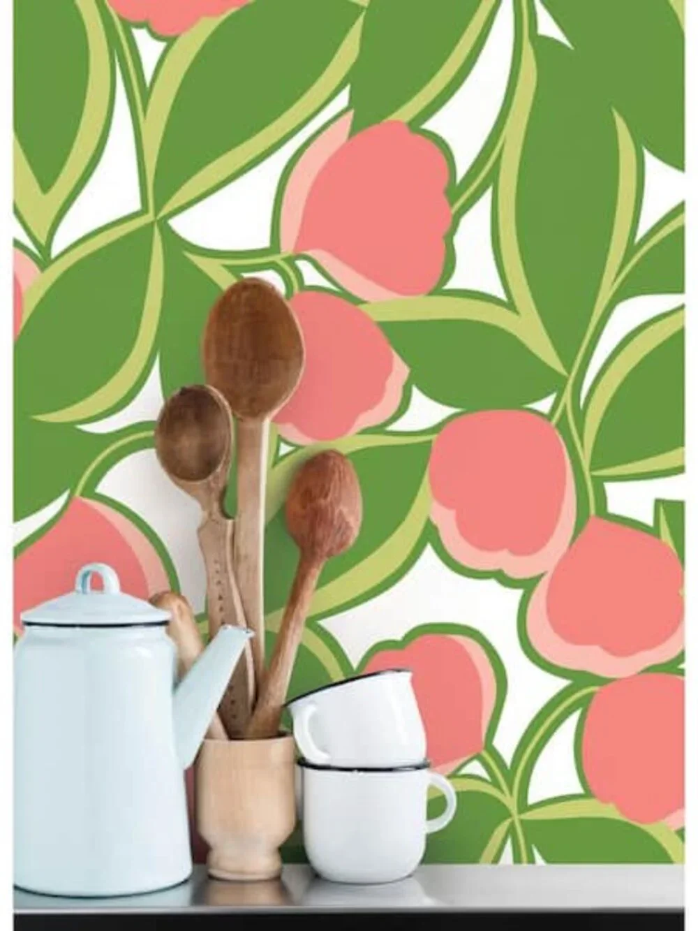 NEW NuWallpaper x Megan Carter Talia Green Peel and Stick Green Peach Wallpaper