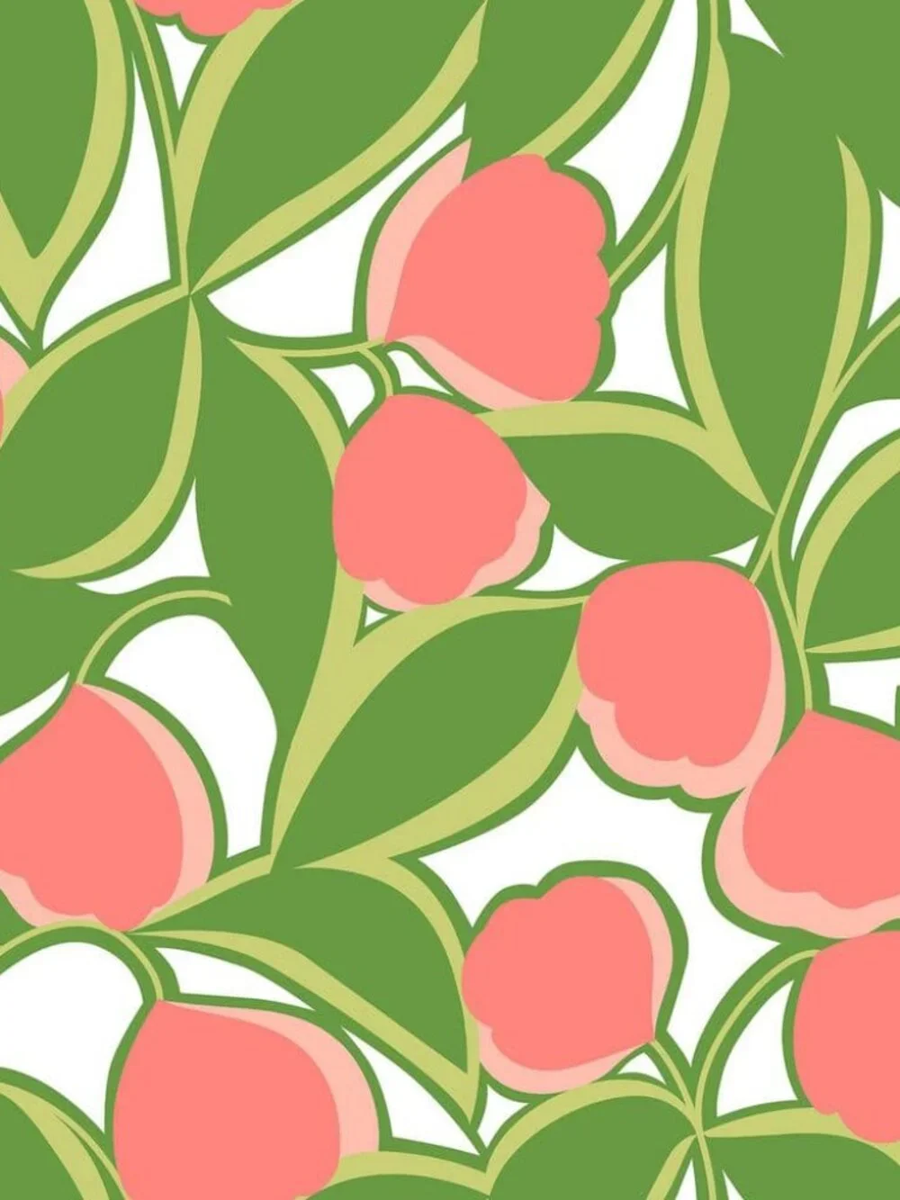 NEW NuWallpaper x Megan Carter Talia Green Peel and Stick Green Peach Wallpaper