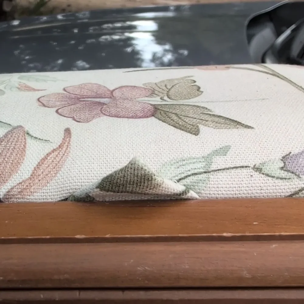 Vintage Wood Sewing Box with Handle Floral Cottagecore Fabric Grandmacore
