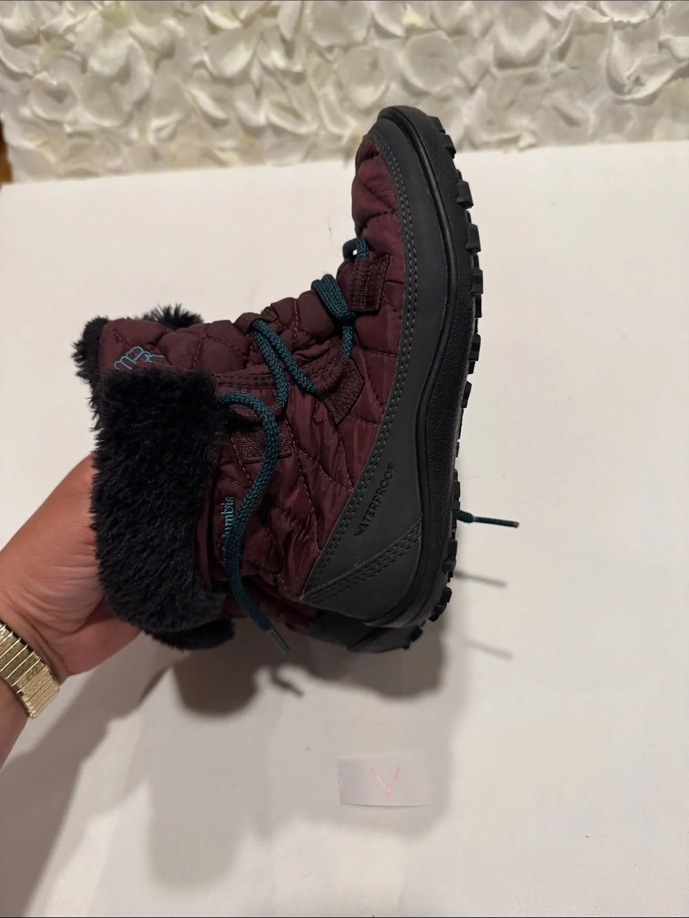 Columbia Maroon and Black Kids Snow Boots