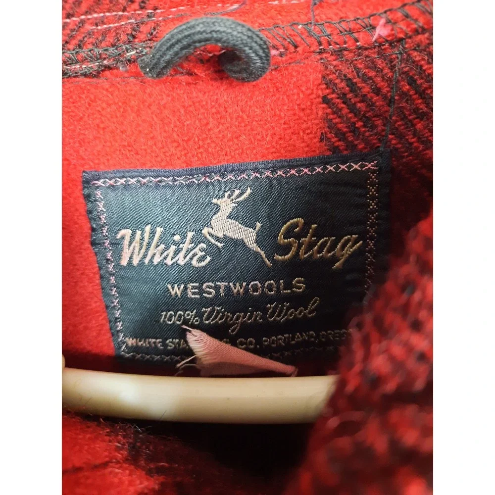 Vintage‎ White Stag Westwools Red Buffalo Plaid Wool Hunting Jacket Mens Medium