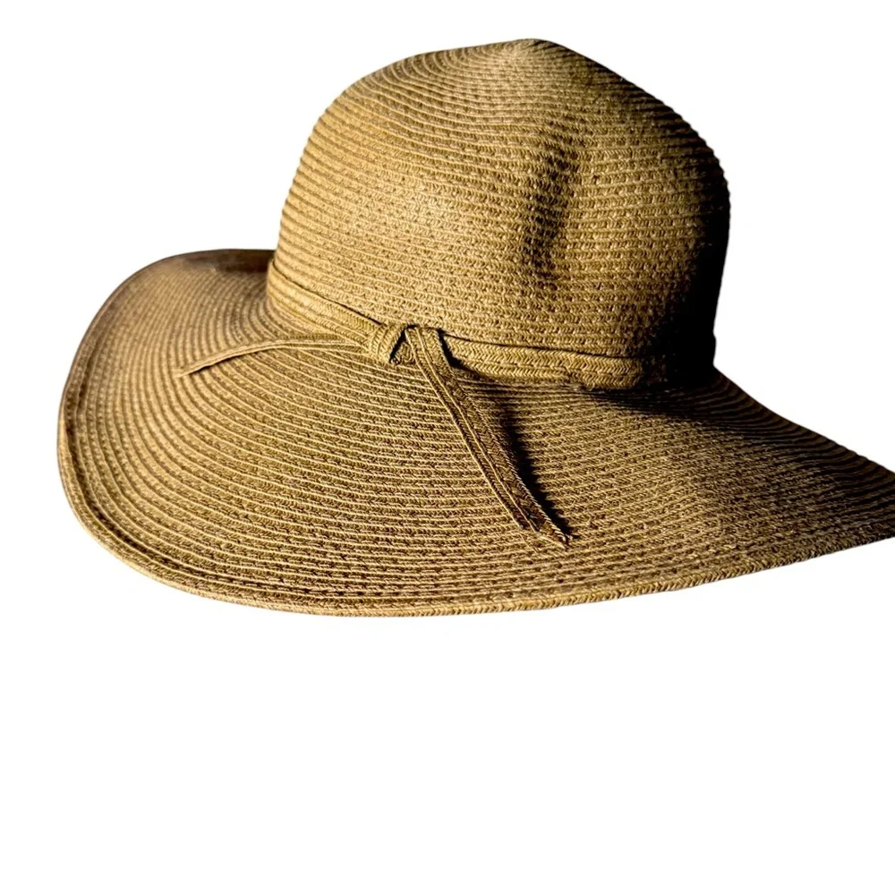 Brown Tan‎ Wide-Brim paper woven summer Hat