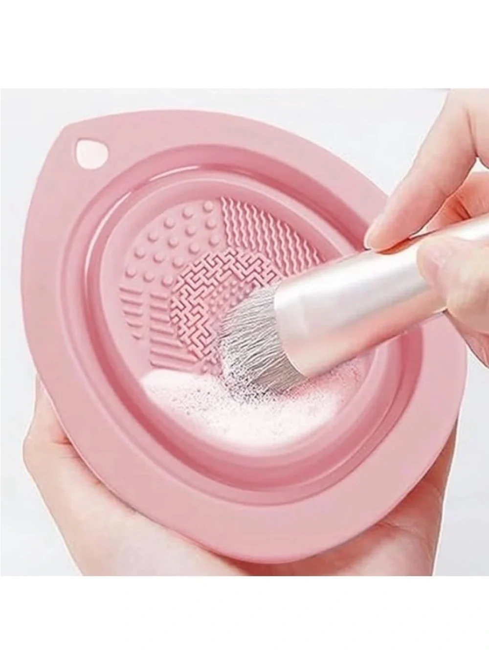 💞 New Pink Collapsible Makeup Brush & Sponge Cleaning Bowl