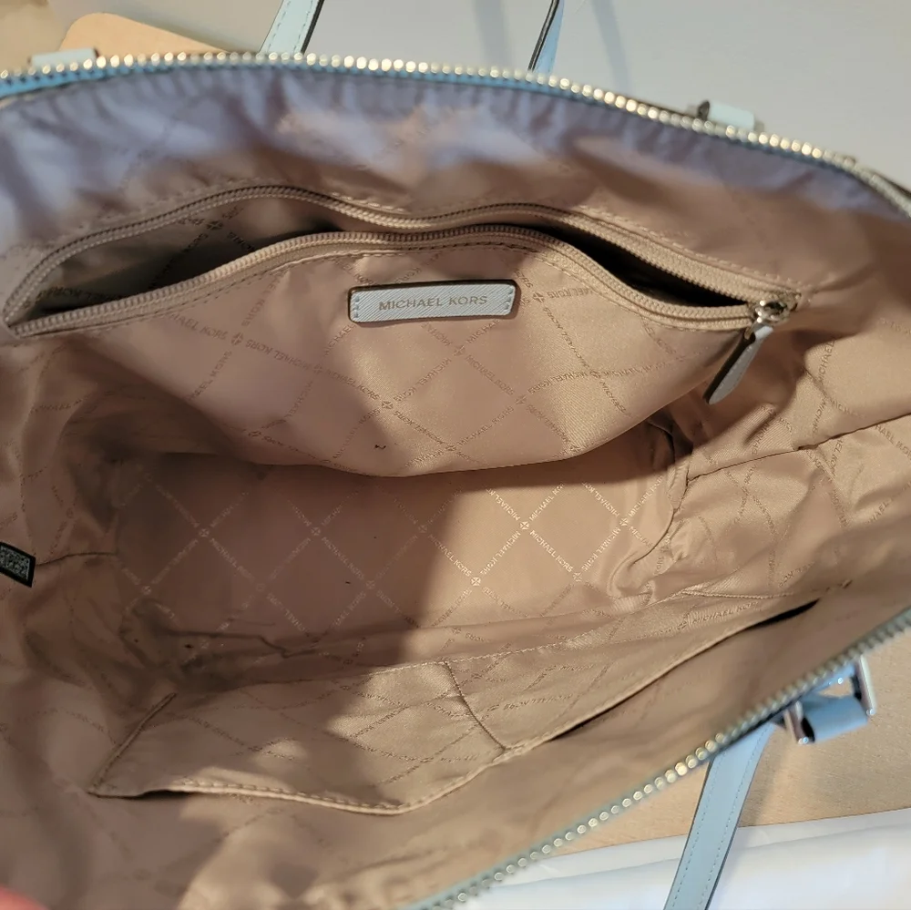 Michael Kors Charlotte Shoulder Tote Saffiano Leather Vista Blue‎