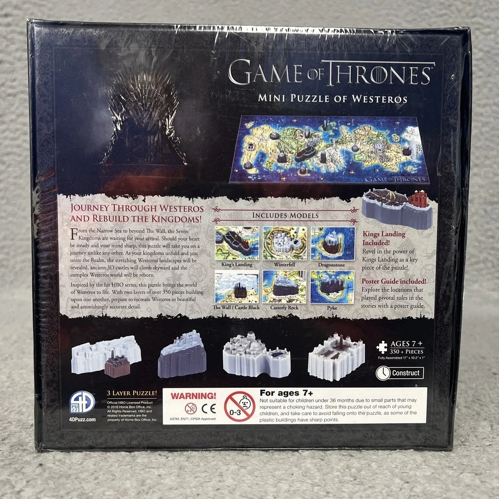 NIB 4D Cityscape Game of Thrones: Mini Puzzle of Westeros Jigsaw‎ Puzzle Sealed