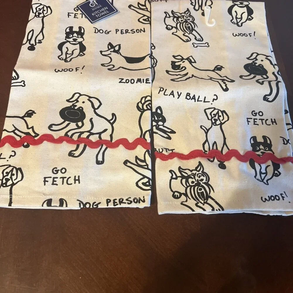 C & F Home  Dog Person Rick Rack 100% Cotton Kitchen Towel 27 x 18