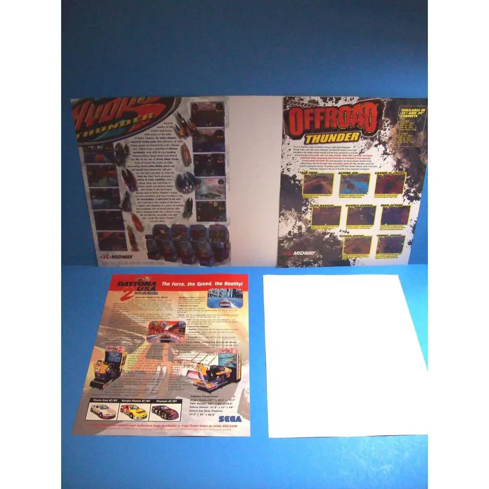 Arcade FLYERS Addams Family Daytona Off Road Thunders Hydro Thunder Lot Of 5 NOS