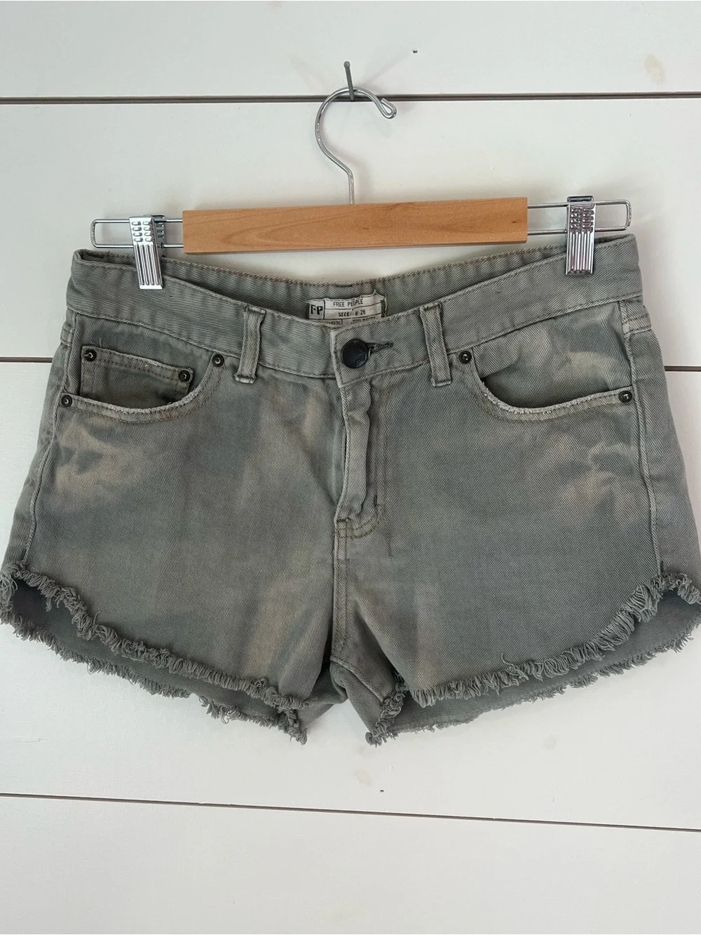 Free‎ People Denim Frayed Hem Shorts