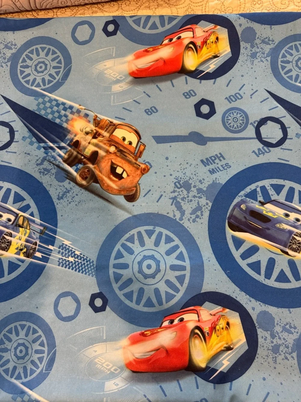 Disney Pixar Cars 2 Mater Lighting McQueen Twin Flat Sheet and One Pillowcase