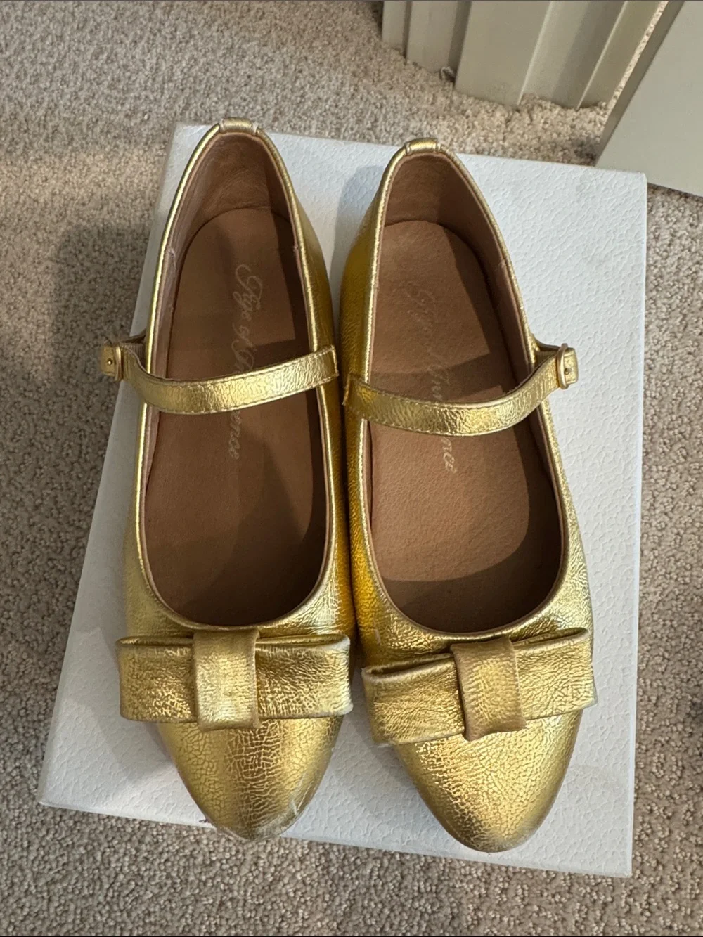 Gold Bow Mary Jane Flats by Age of Innocence