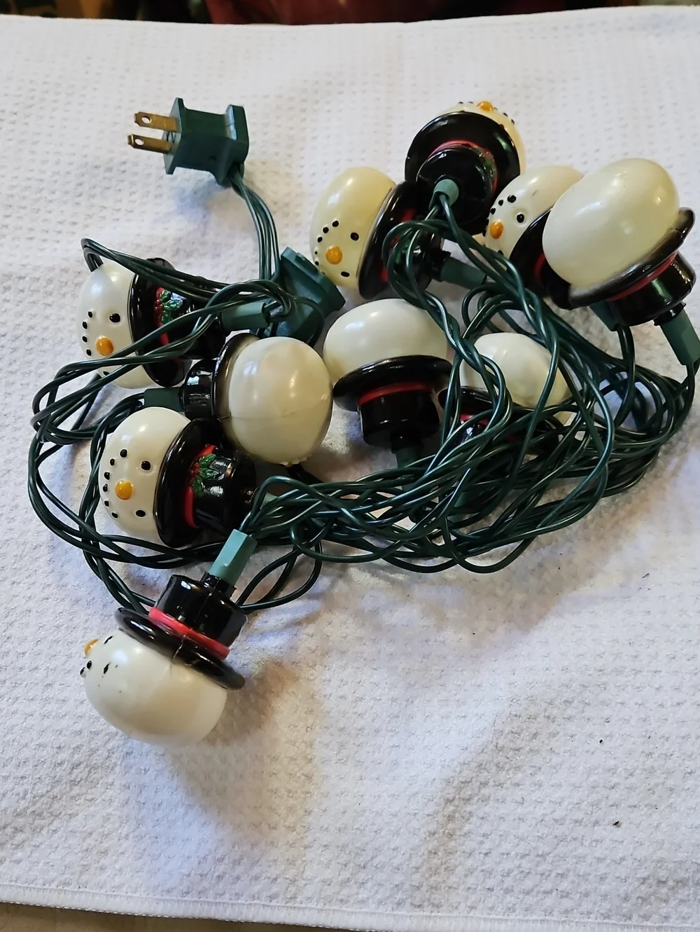 Vintage Decorative 10 Snowman String Lights - White Snowman Bulbs