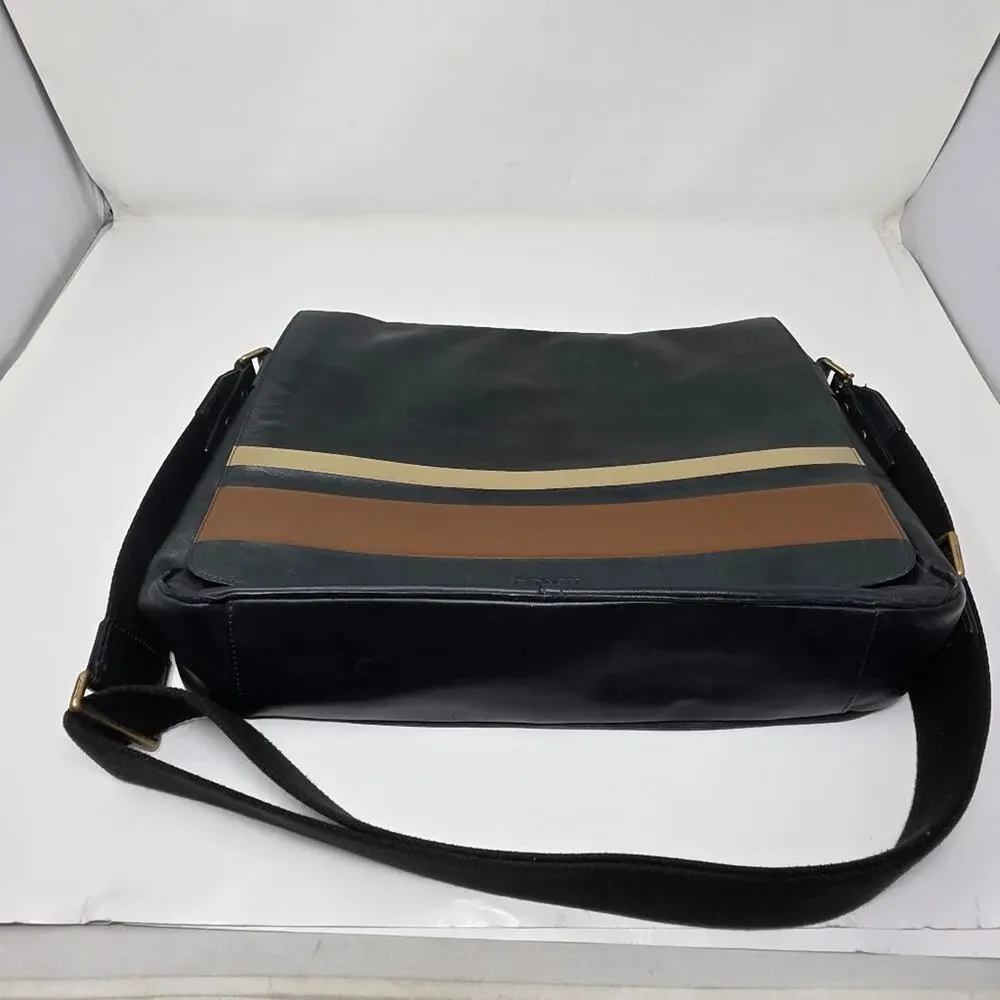 Vintage Coach Bleeker Striped leather book bag cross body  - Great condition