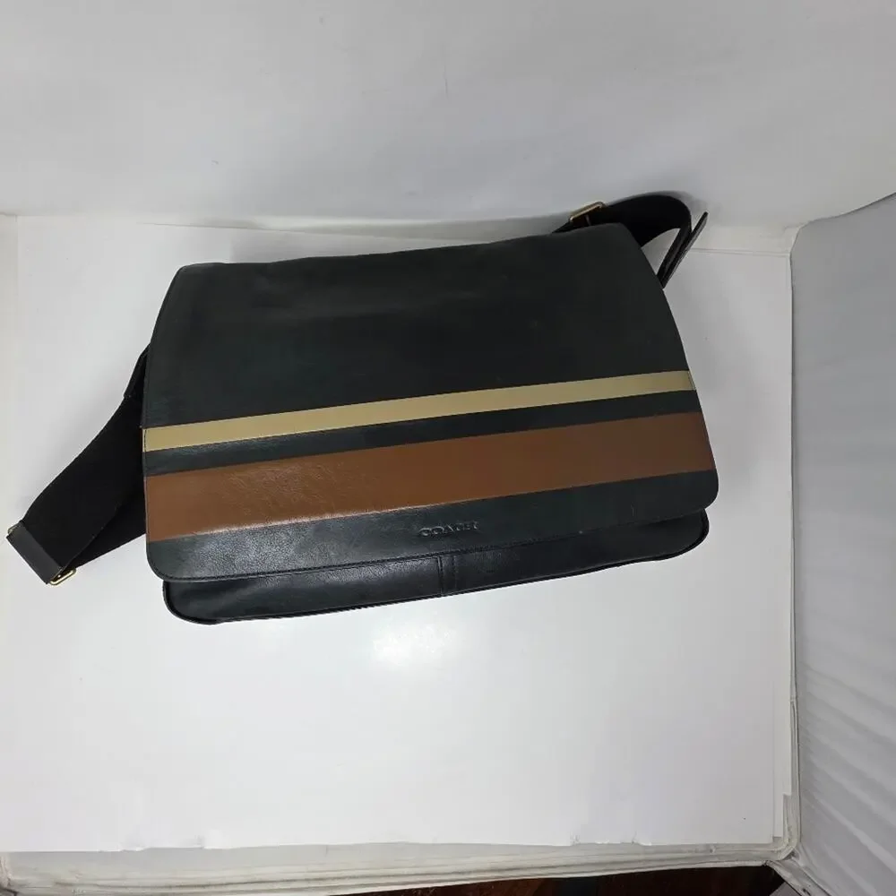 Vintage Coach Bleeker Striped leather book bag cross body  - Great condition