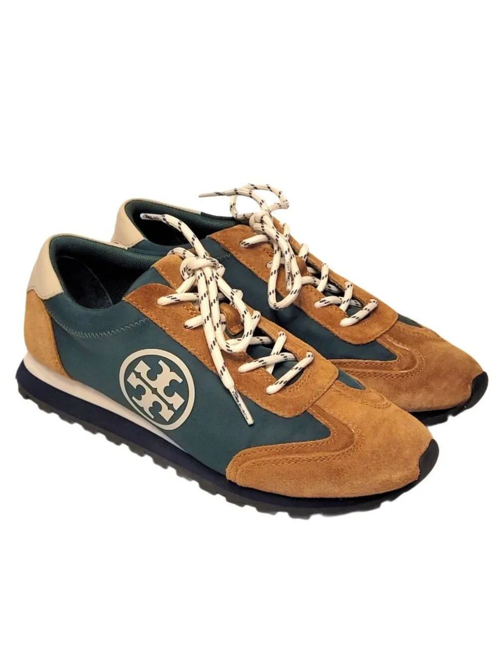 Tory Burch Annie Nylon Suede Runner Sneakers in Botanical Garden/Rhum/Rice Paper