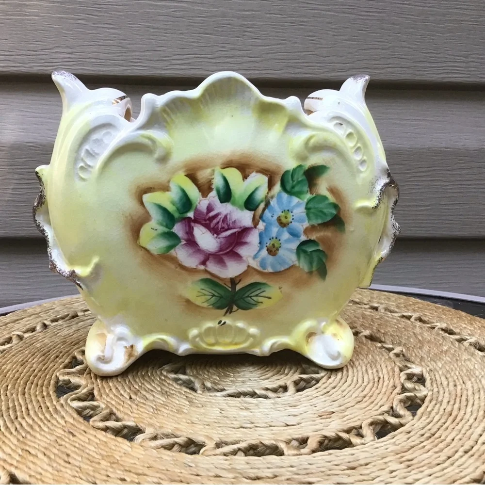 Vintage Floral Ceramic Vase, 40’s or 50’s, possibly McCoy