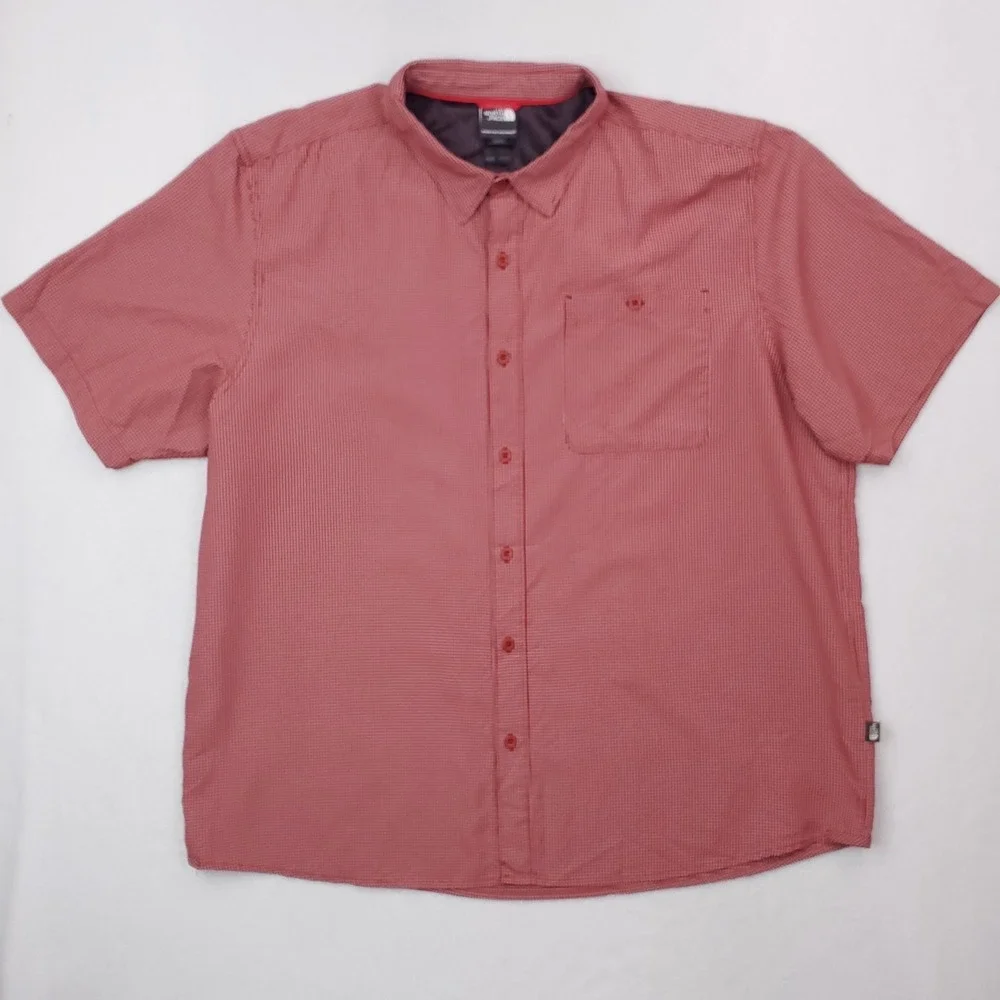North Face Shirt Mens XXL Red Graph Check Button Up Short Sleeve Outdoor