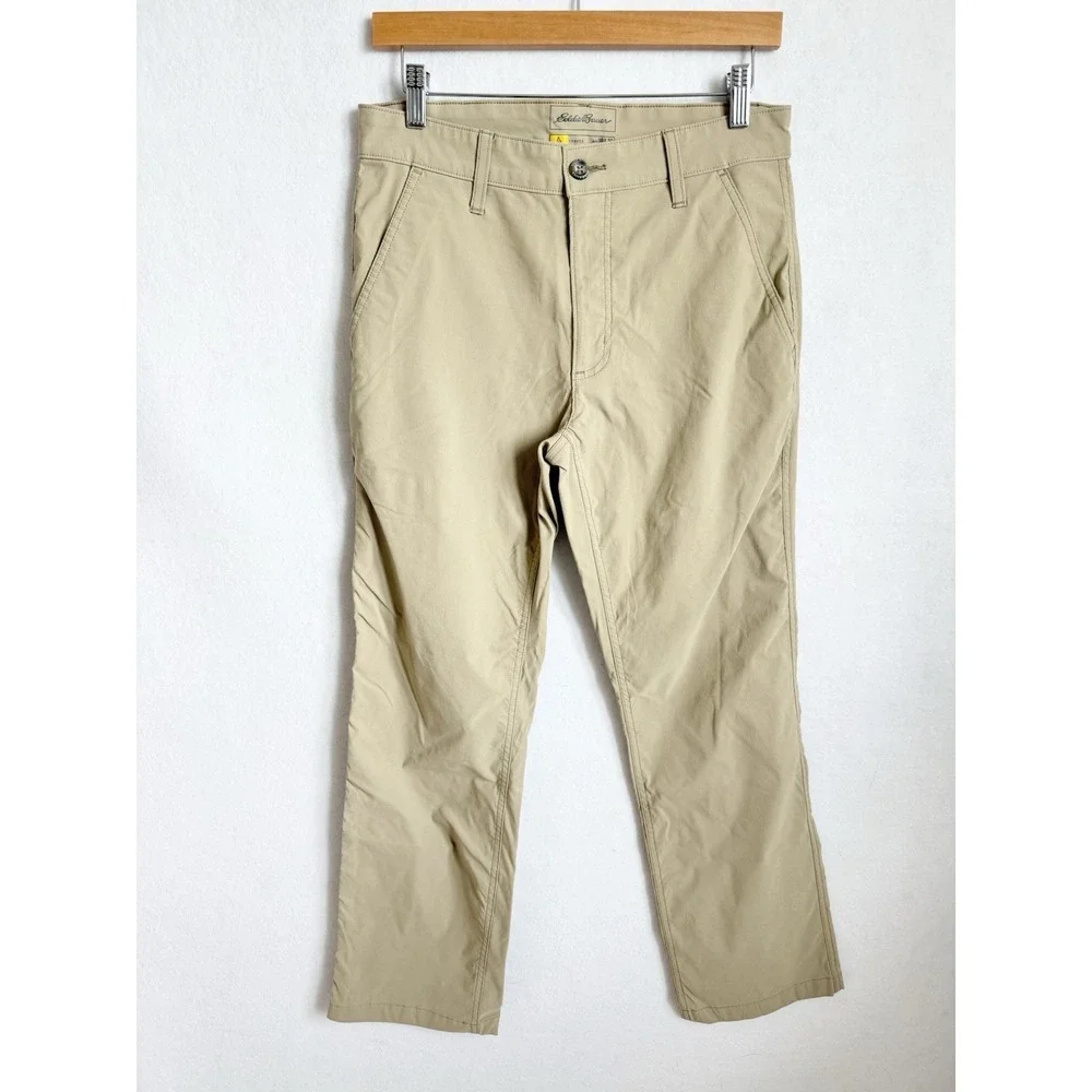 Eddie Bauer Mens Travex Cargo Pants 30x30 Khaki Nylon Outdoor Hiking Lightweight