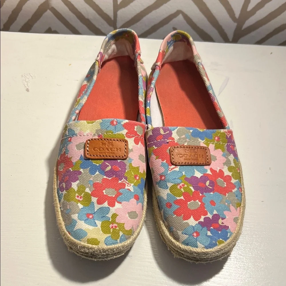 Coach Multicolor Floral Canvas Espadrilles with Coral Insole