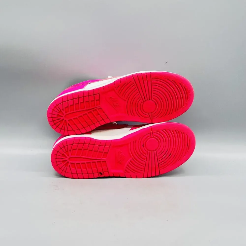 Nike Shoes Youth 3 Pink White Leather Dunk Low GS Retro Athletic Walking Sneaker