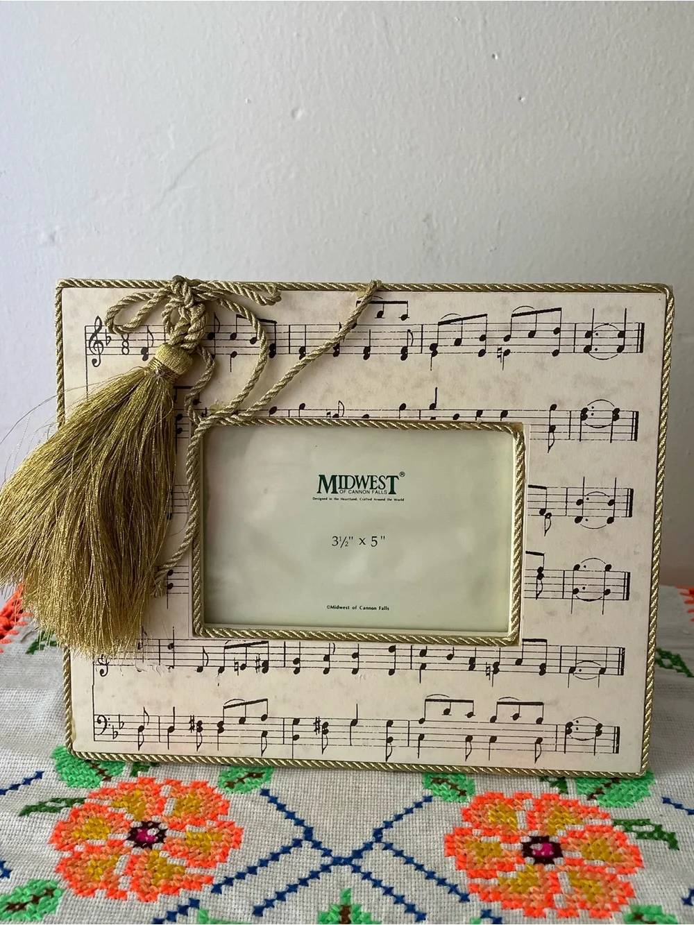 Vintage Sheet Music & Tassel Picture Frame 3.5”x5”