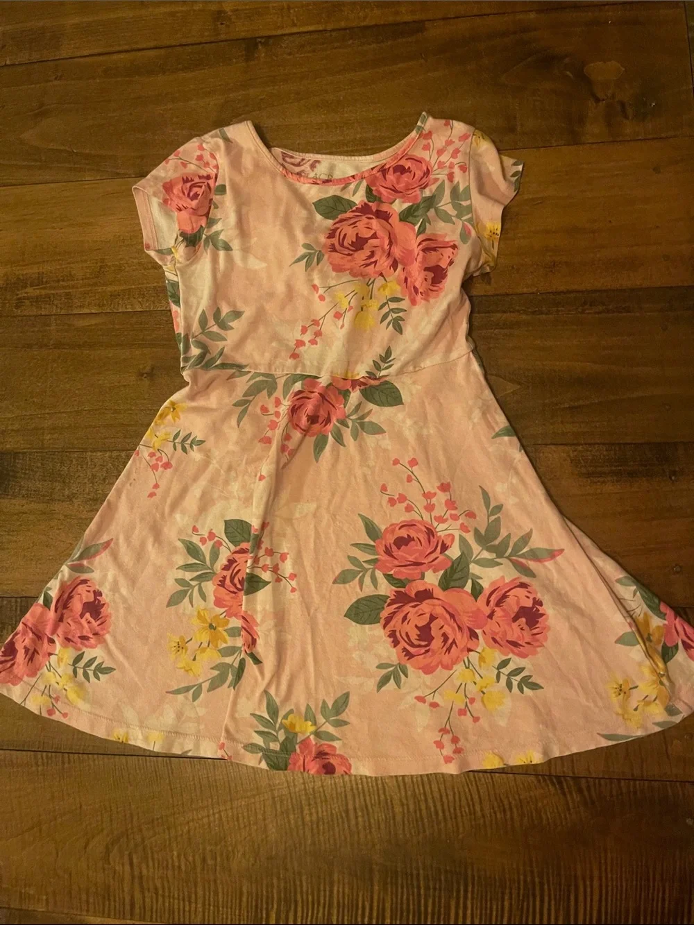 Place Pink Floral Short-Sleeve Fit & Flare Dress