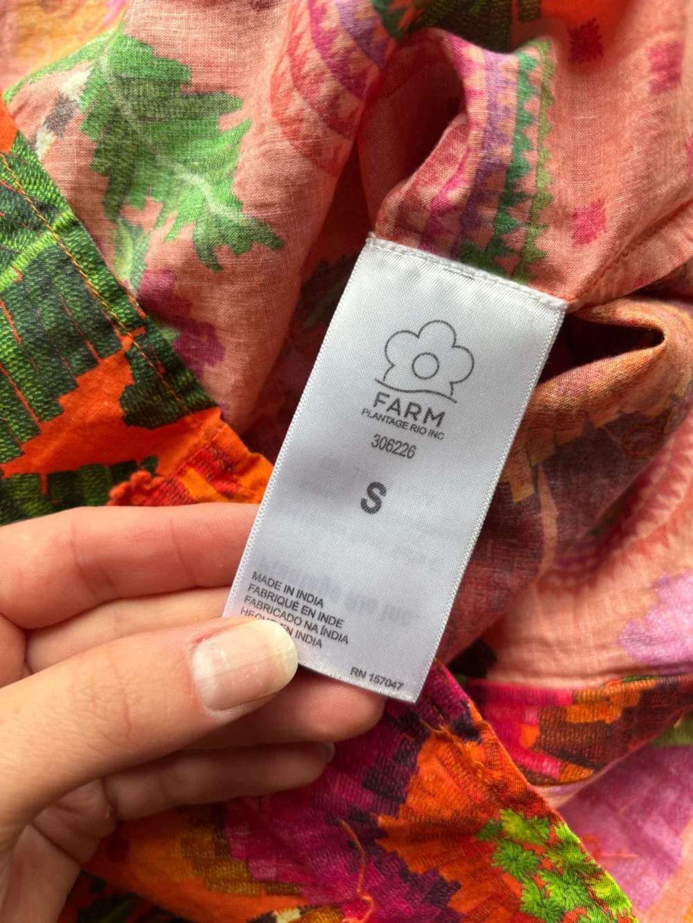 FARM RIO Cotton Blooming Garden Blouse Orange Floral Size Small