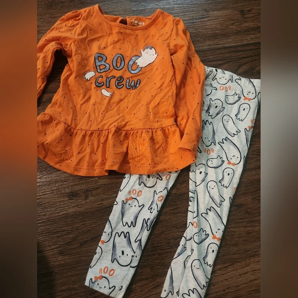 Carter's Orange Boo Crew Top with Ghost Design