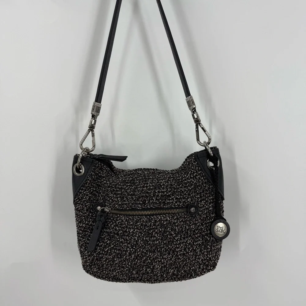 The Sak Indio Crochet : black /white Urban Static Hobo Shoulder Bag