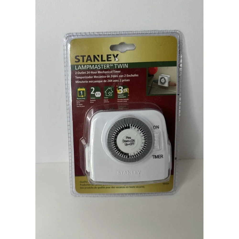 Stanley Lamp Master Twin Outlet Timer With Multiple On/Off‎ Settings 56404 NEW