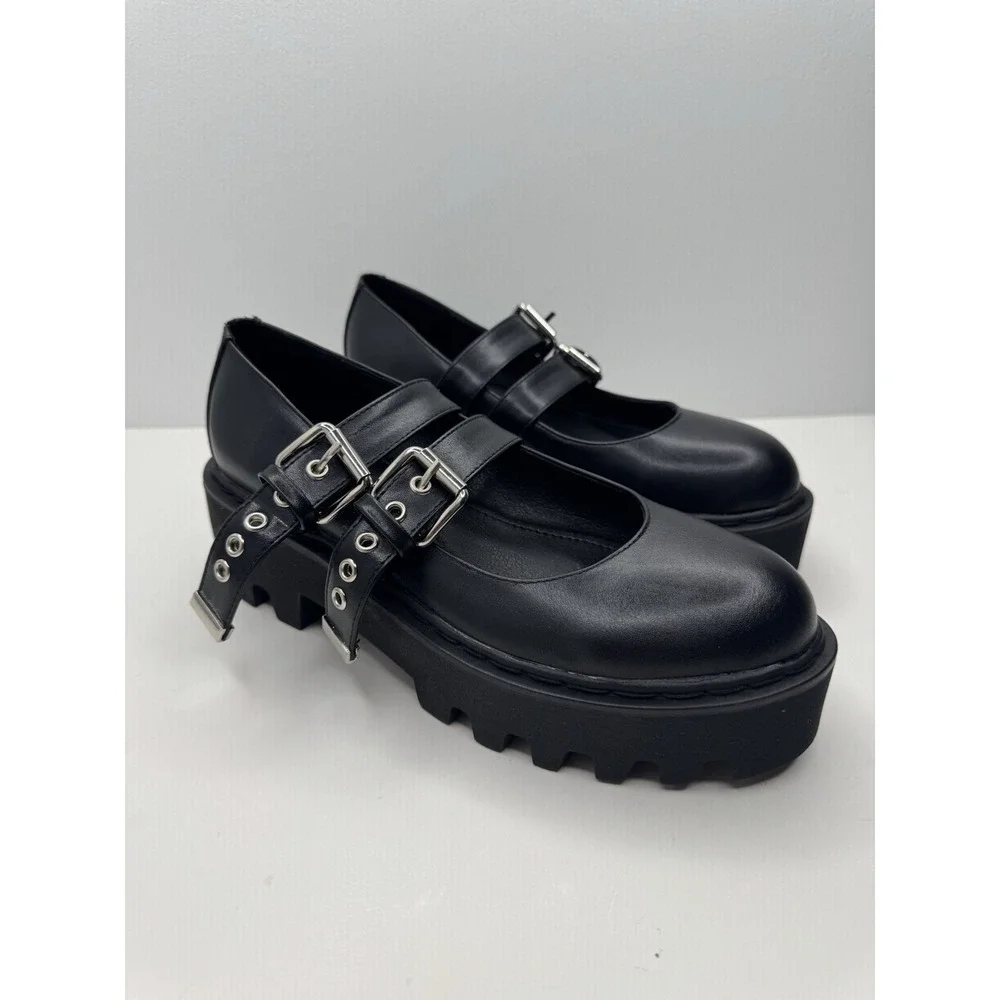 LaModa Dolls Kills Black chunky platform mary‎ janes size 7