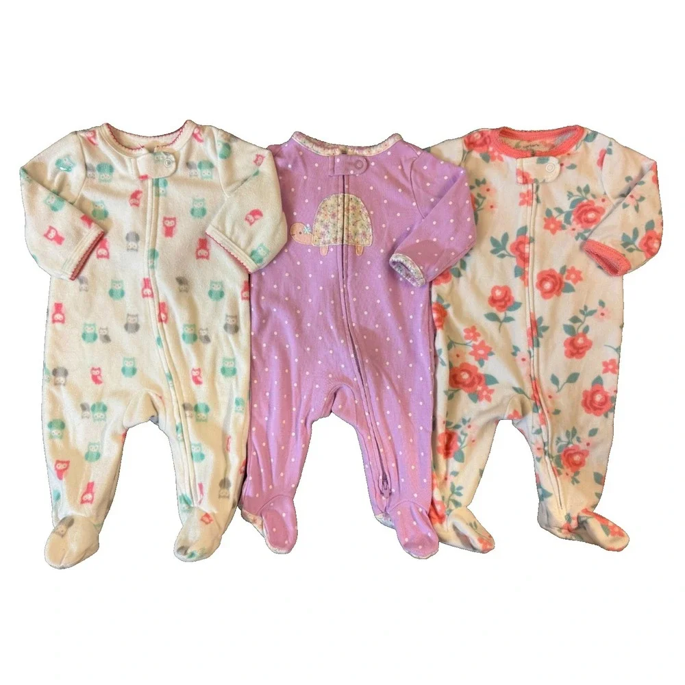 Carters Girl Sleepers 3 Months Lot Zipper Rompers Outfits Sleep‎ N Plays Pajamas