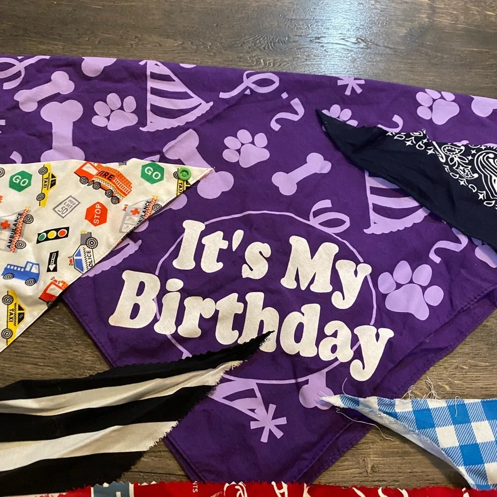 Lot of 7 Dog‎ Items. 6 Bandannas and 1 Shirt.