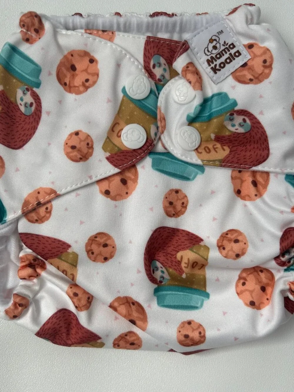 NEW Mama Koala Pocket Cloth Diaper OS Coffee Sloth Cookie No Insert
