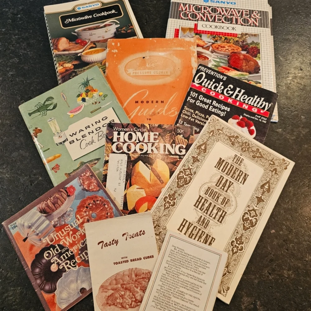 Nine Vintage Branded Cookbooks Dated 1947-1993