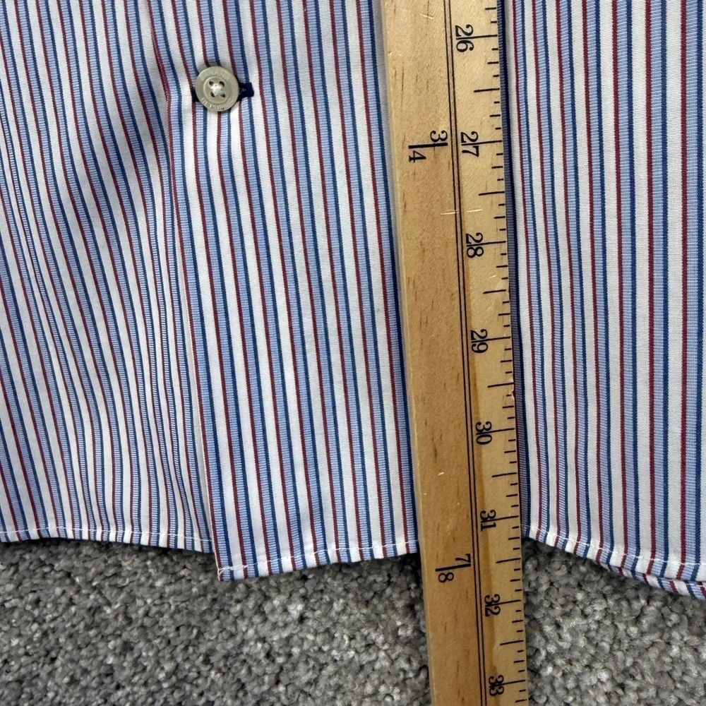 Banana Republic Mens Large Slim Fit Striped Dress Shirt Red Blue White NEW