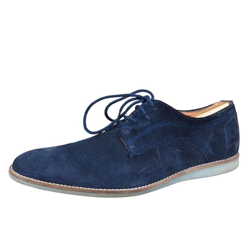 Bar III Brad Mens Dress Shoes Size‎ 9.5 Navy Blue Suede Lace-Up Casual Oxford
