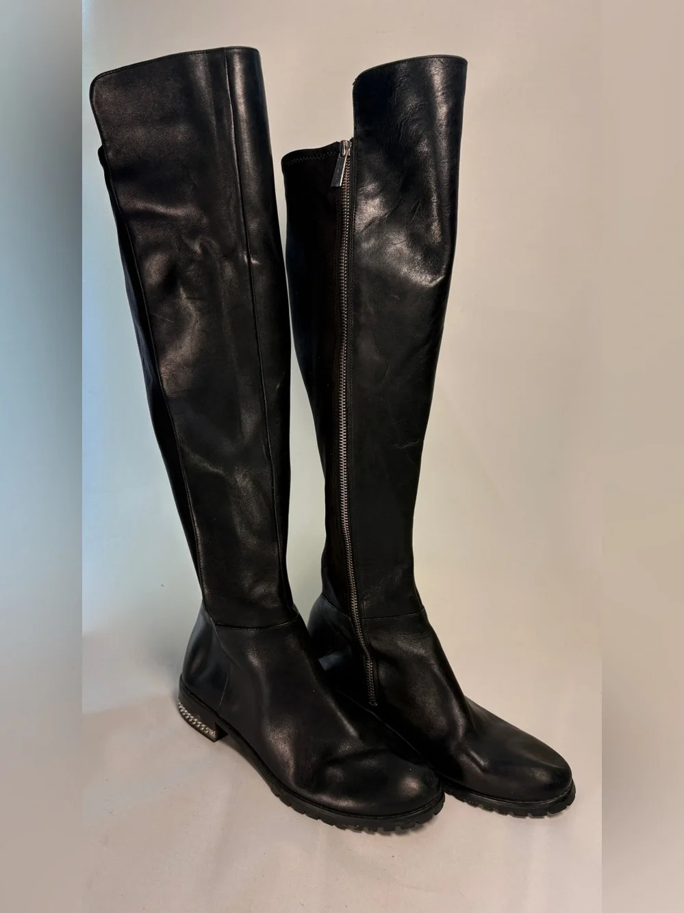 Michael Kors Black Over-the-Knee Leather Zip Boots