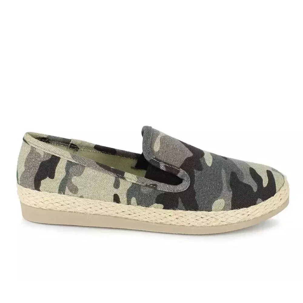 Esprit Size 7.5 Erika Green Camouflage Espadrilles Slip On Flats
