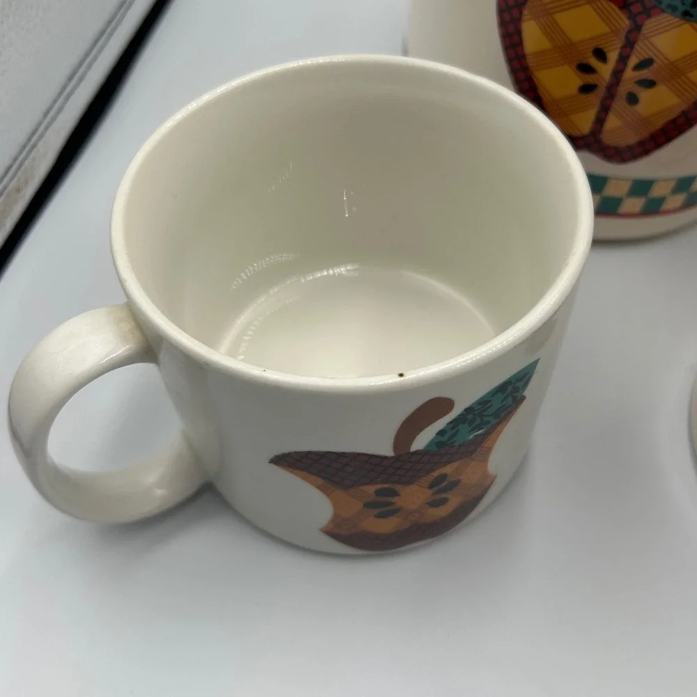 Vintage Tabletops Unlimited A is for Apple Canister Set and Mugs 5pc Kitchen