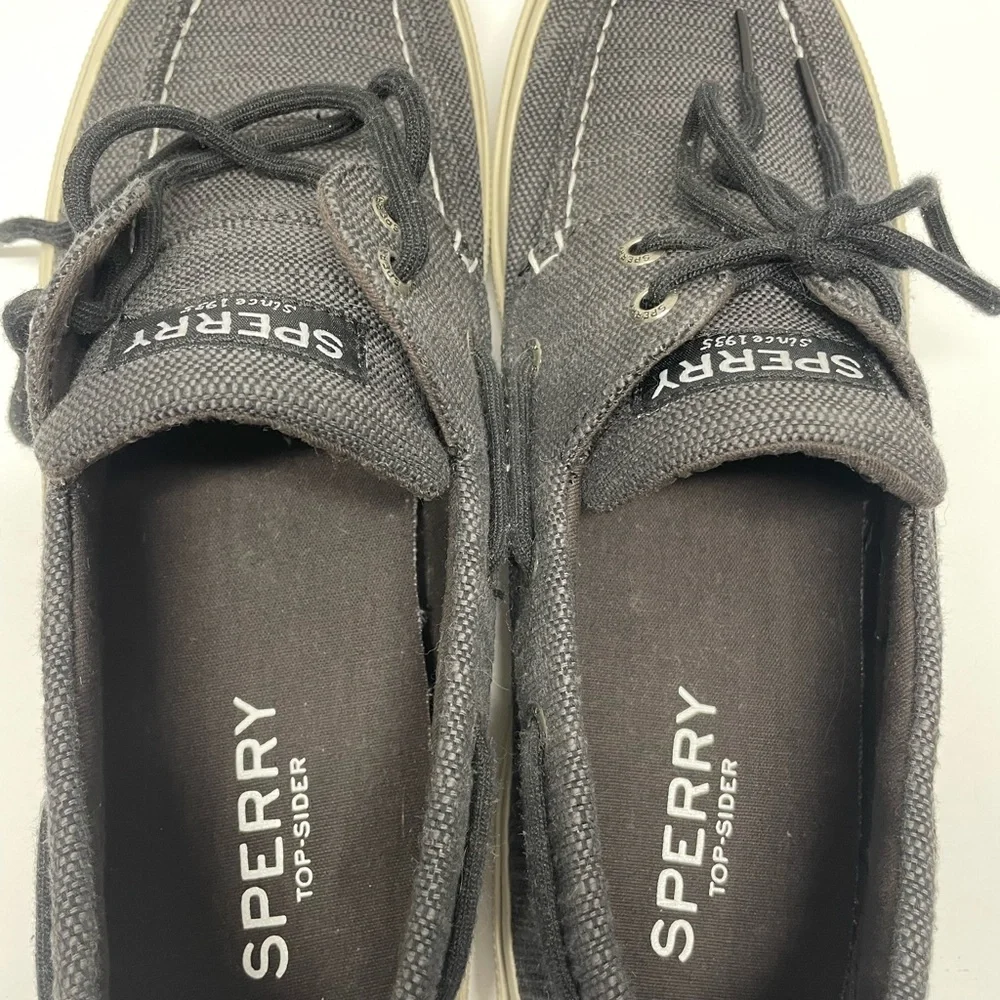 Sperry Charcoal Gray Two-Eye Boat Shoes with Cream Sole