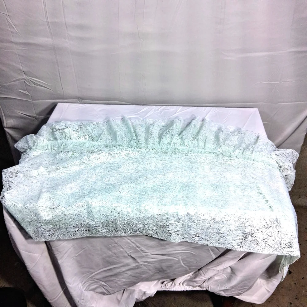 Rhinestone Sheer Lace Curtain Set 2 Curtains,2 Valances,2 Tiebacks Sizes Below