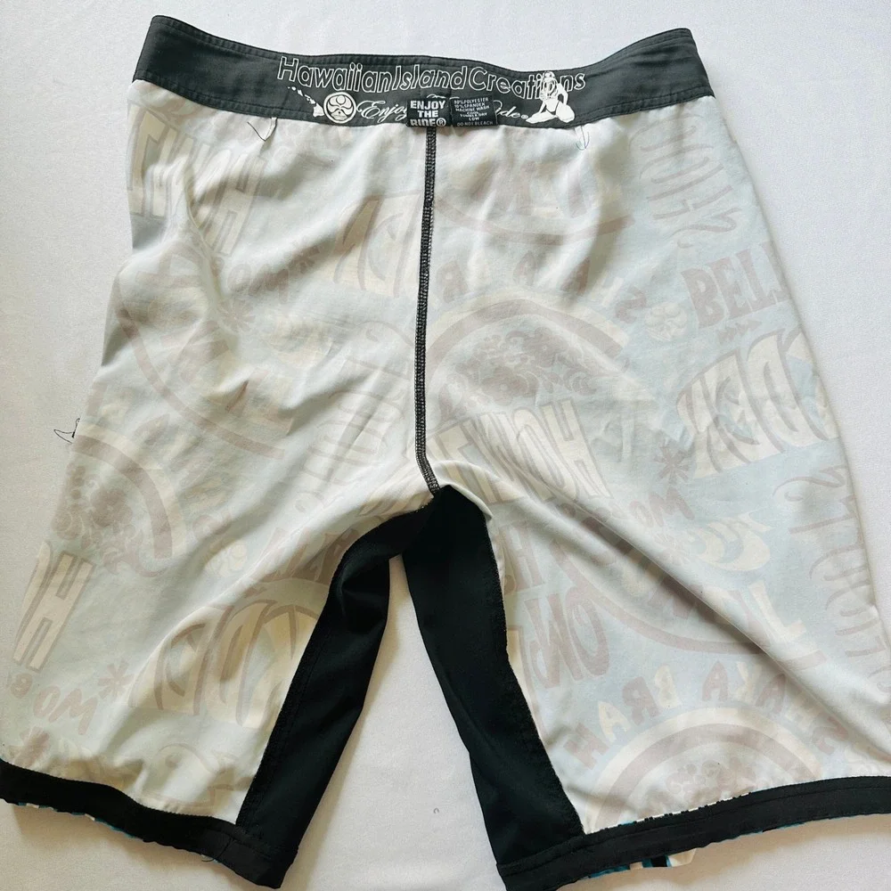 HIC Hawaiian Island Creations Mens Board Shorts 34 Howzit Surf Trunks‎ Vacation
