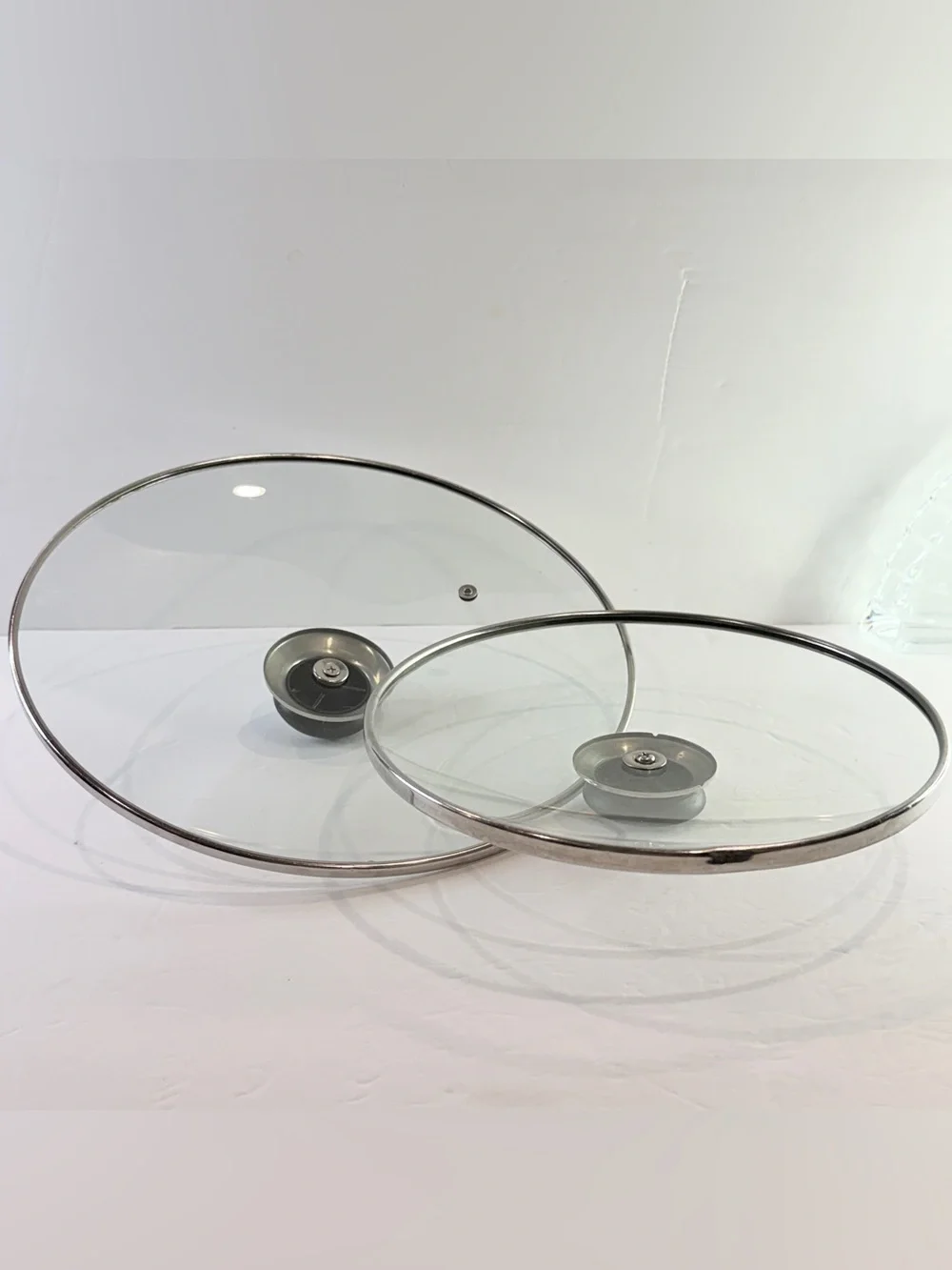 Tempered Glass Pot Lid Set 8” & 10” Stainless Steel Rim Replacement Covers