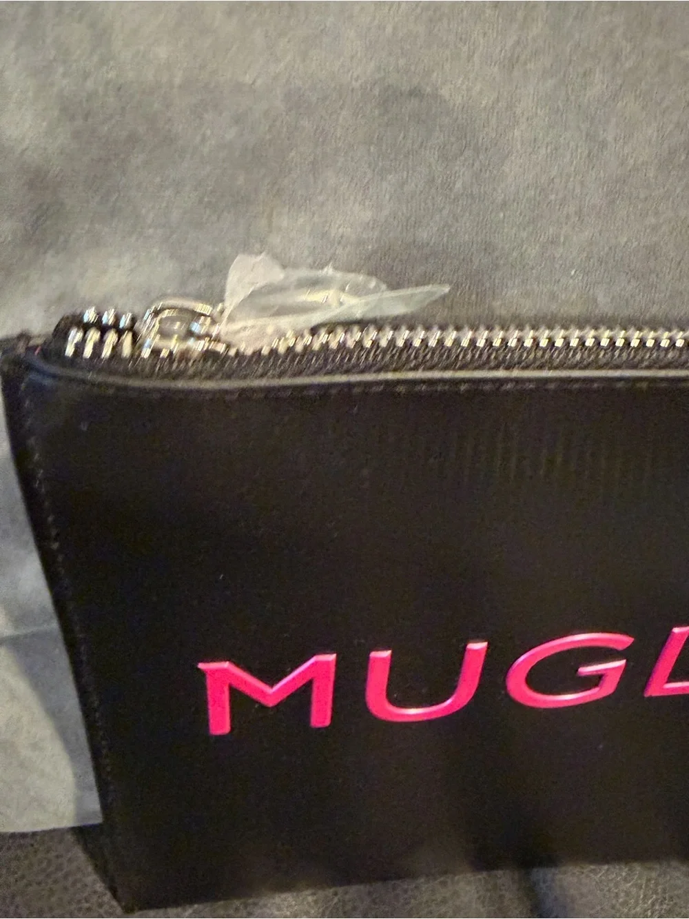 Mugler Black Pouch with Hot Pink Logo